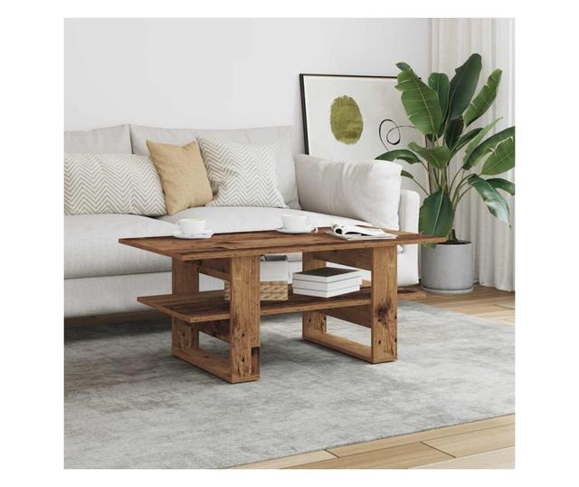 antik fa színű szerelt fa dohányzóasztal 102 x 55 x 42 cm