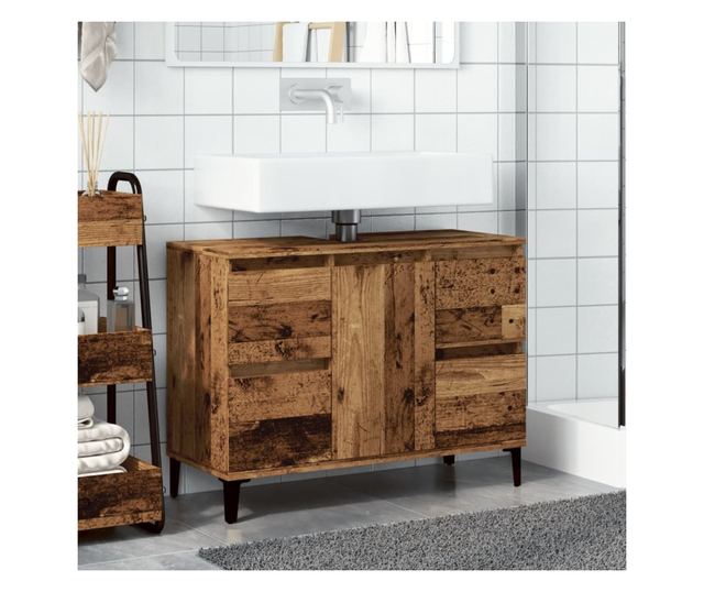 antik fa színű szerelt fa mosdószekrény 80 x 33 x 60 cm