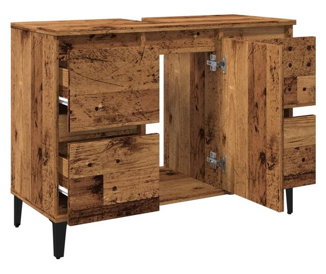 antik fa színű szerelt fa mosdószekrény 80 x 33 x 60 cm