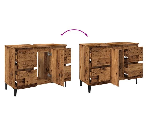 antik fa színű szerelt fa mosdószekrény 80 x 33 x 60 cm