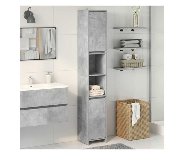 betonszürke forgácslap fürdőszobaszekrény 30 x 30 x 183,5 cm