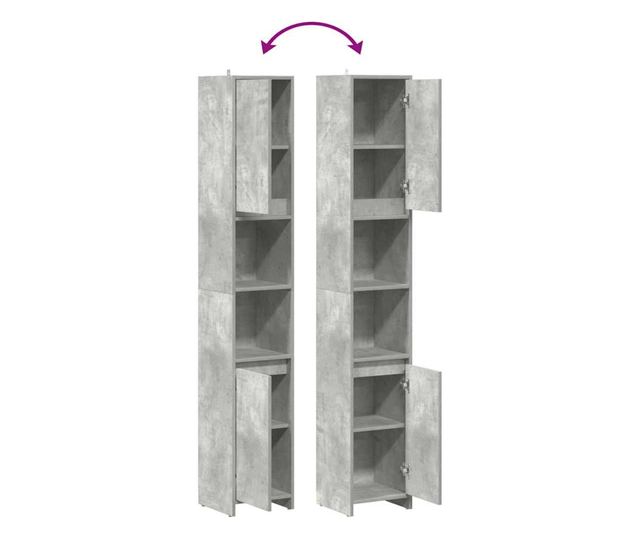 betonszürke forgácslap fürdőszobaszekrény 30 x 30 x 183,5 cm