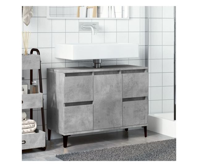 betonszürke szerelt fa mosdószekrény 80 x 33 x 60 cm