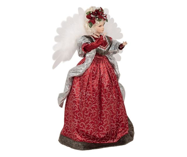 Textil és műgyanta angyalka LED-del, 60x40x86 cm