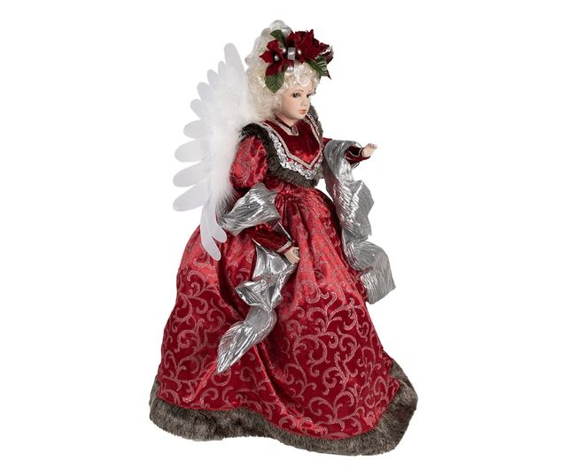 Textil és műgyanta angyalka LED-del, 60x40x86 cm