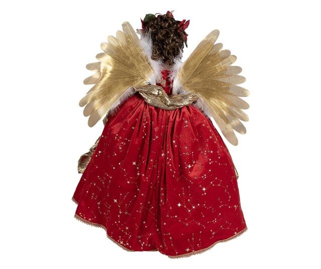 Piros és arany színű angyal figura textilből, 50x30x65 cm