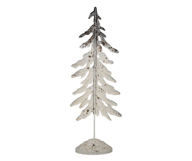 Fehér és barna antikolt karácsonyi ág, 29x14x75 cm