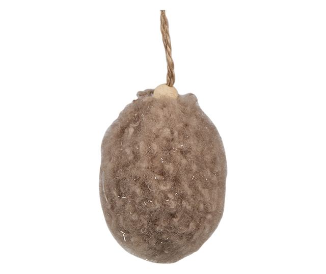 3 darabos dekoratív húsvéti tojás szett, fehér és barna textil, 5x7 cm