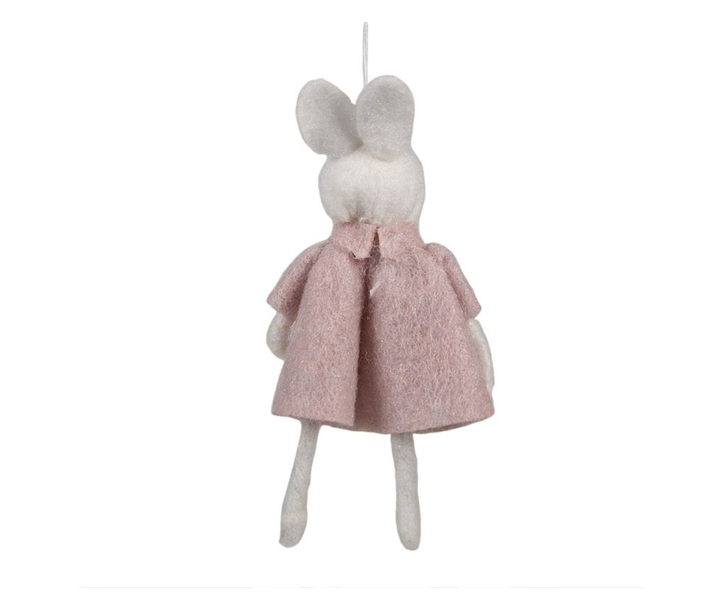 3 db Dekor Húsvéti Nyuszi Szett, Textil, Rózsaszín és Fehér, 6x3x13 cm - 2