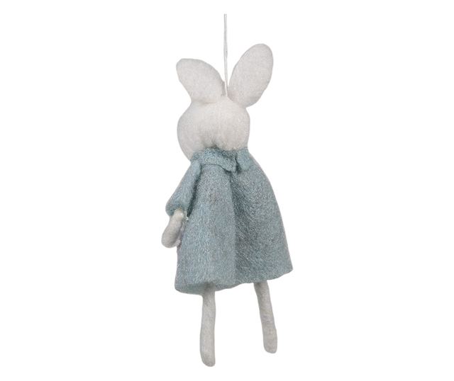 3 darabos húsvéti nyuszi szett, kék és fehér textil, 6x3x13 cm