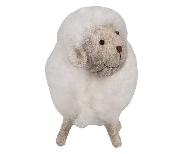 Fehér és bézs textil bárány figura 14x7x10 cm