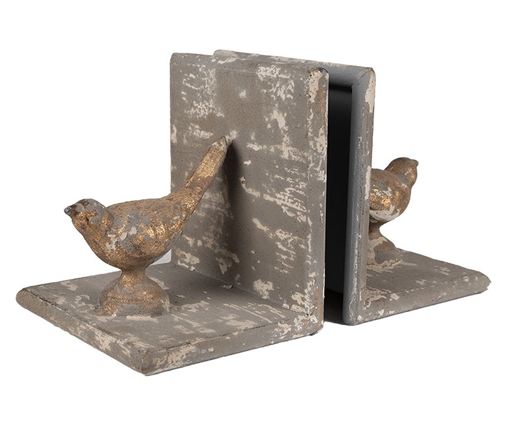 2 darabos antik szürke vas könyvtámasz készlet, 26x15x16 cm - 2