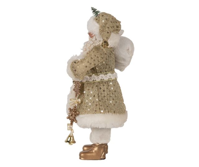 Fehér és arany textil Mikulás figura 17x10x27 cm