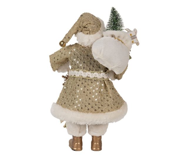 Fehér és arany textil Mikulás figura 17x10x27 cm