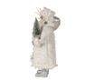 Fehér és ezüst textil Mikulás figura 16x10x27 cm