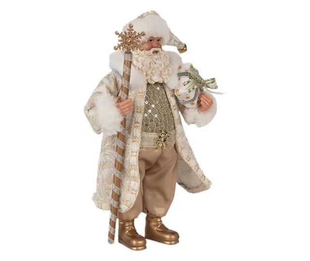 Fehér és arany Mikulás figura 16x10x27 cm