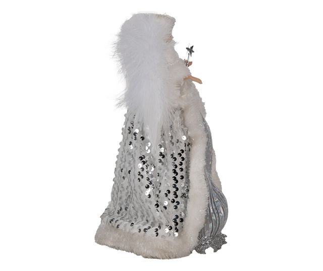 Ezüstfehér textil angyal figura 20x15x28 cm