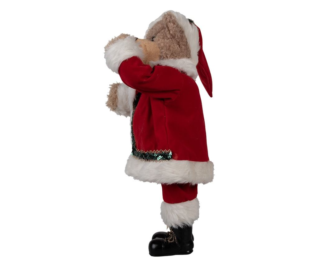 Figurina Ursulet Craciun textil multicolor 26x20x51 cm - 4