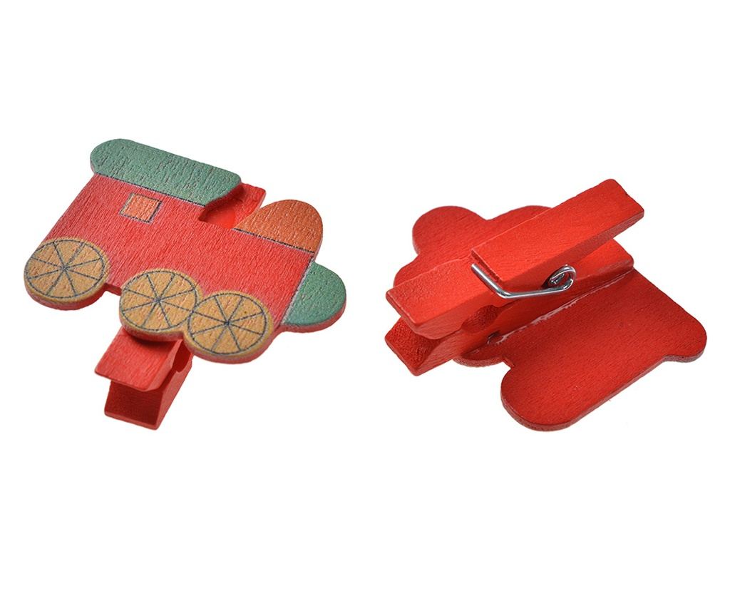 Set od 12 drvenih ukrasa za vlak s kopčom 4x1x3 cm - 2