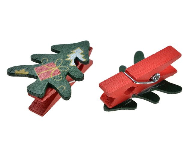 12 darabos fa karácsonyfa dísz klipsszel 3x1x4 cm
