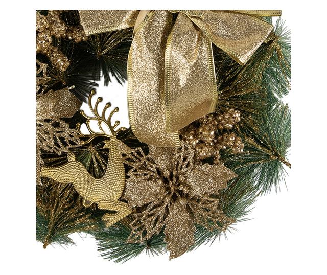 Zöld és arany karácsonyi koszorú 30x7 cm
