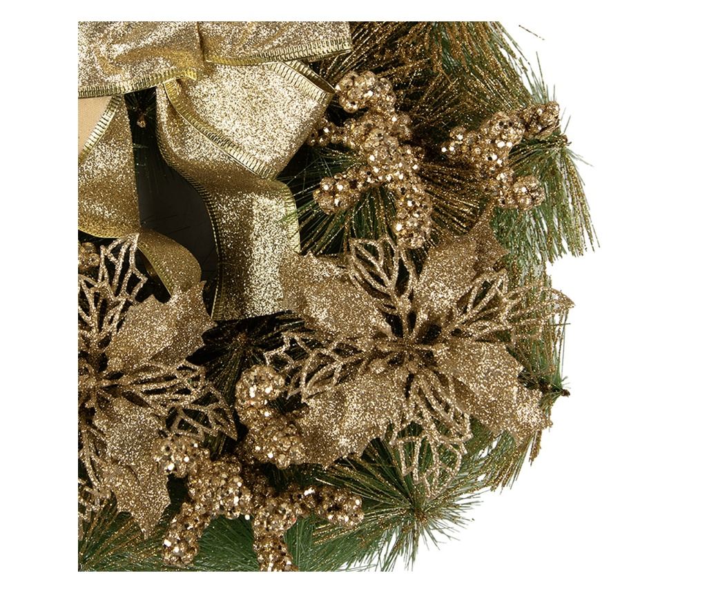 Arany-zöld karácsonyi koszorú 30x7 cm - 2