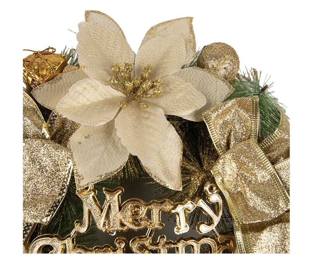 Arany-zöld karácsonyi koszorú 30x8 cm - 2