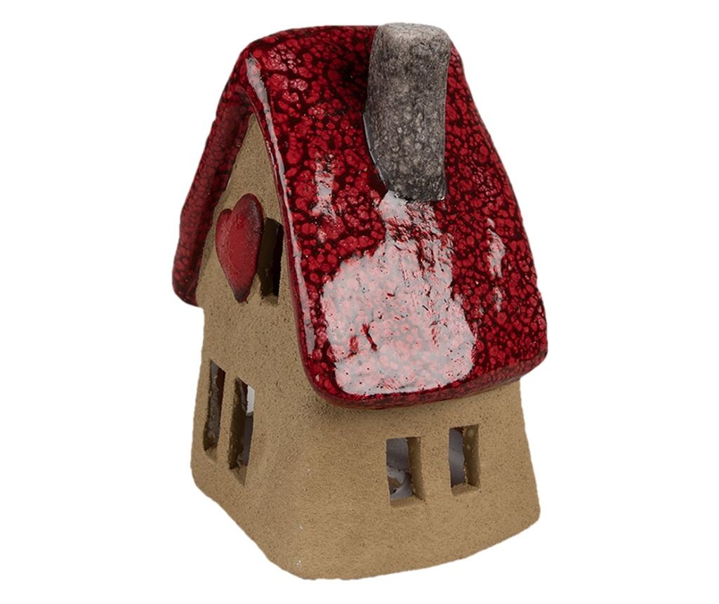 Vörösbarna kerámia dekorációs házikó 12x9x16 cm - 2