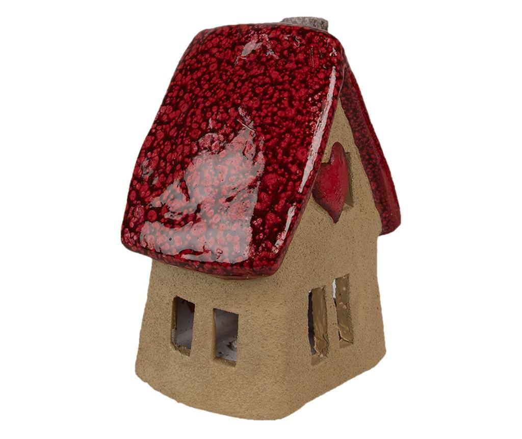 Vörösbarna kerámia dekorációs házikó 12x9x16 cm - 3