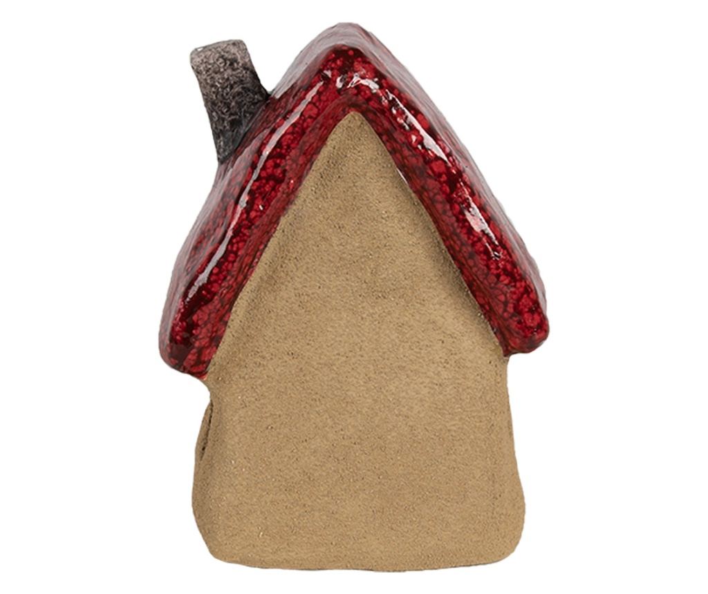 Dekoratívny keramický domček hnedo-červený 10x8x13 cm - 3