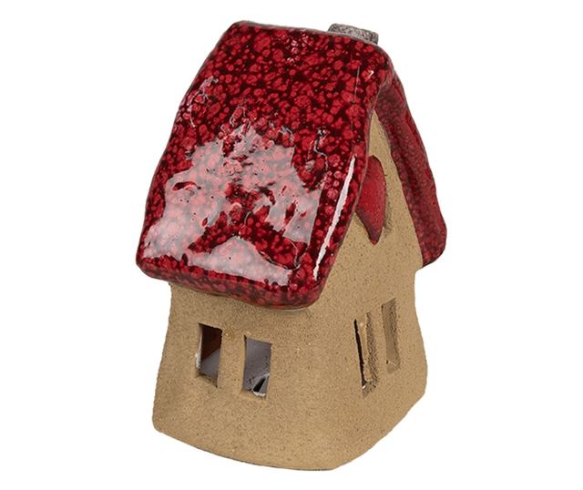Vörösbarna kerámia dekorációs házikó 10x8x13 cm