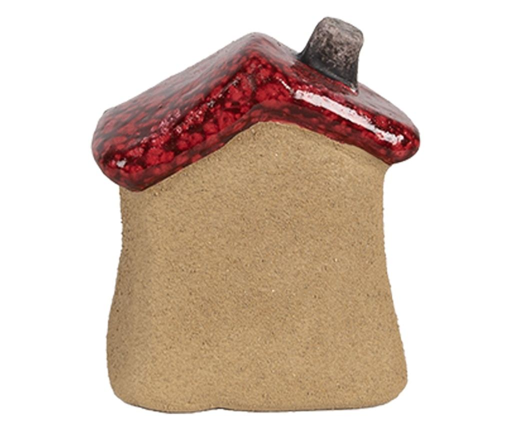 Červeno-hnědý keramický dekorační domeček 7x6x8 cm - 2