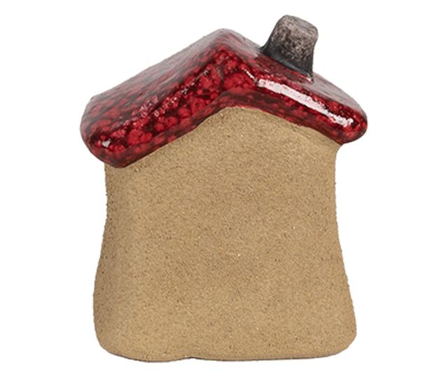 Vörösbarna kerámia dekorációs házikó 7x6x8 cm