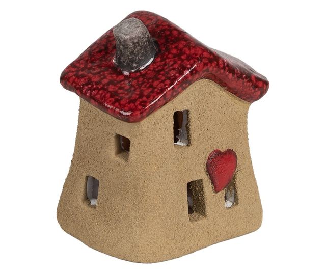 Vörösbarna kerámia dekorációs házikó 7x6x8 cm