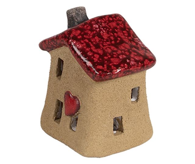 Vörösbarna kerámia dekorációs házikó 7x6x8 cm
