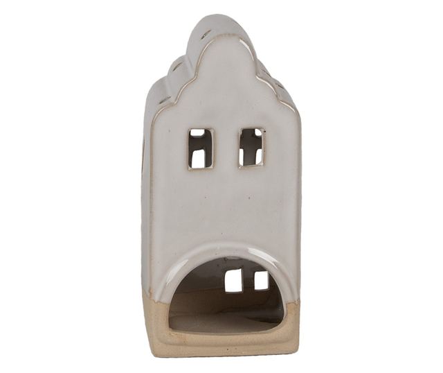 Kerámia ház gyertyatartó bézs 7x6x14 cm