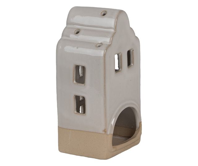 Kerámia ház gyertyatartó bézs 7x6x14 cm