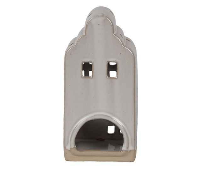 Kerámia ház gyertyatartó bézs 9x8x18 cm