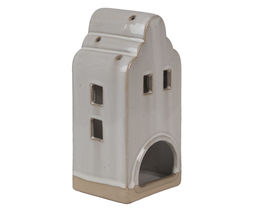 Suport lumanare Casuta ceramica bej 9x8x18 cm - 3