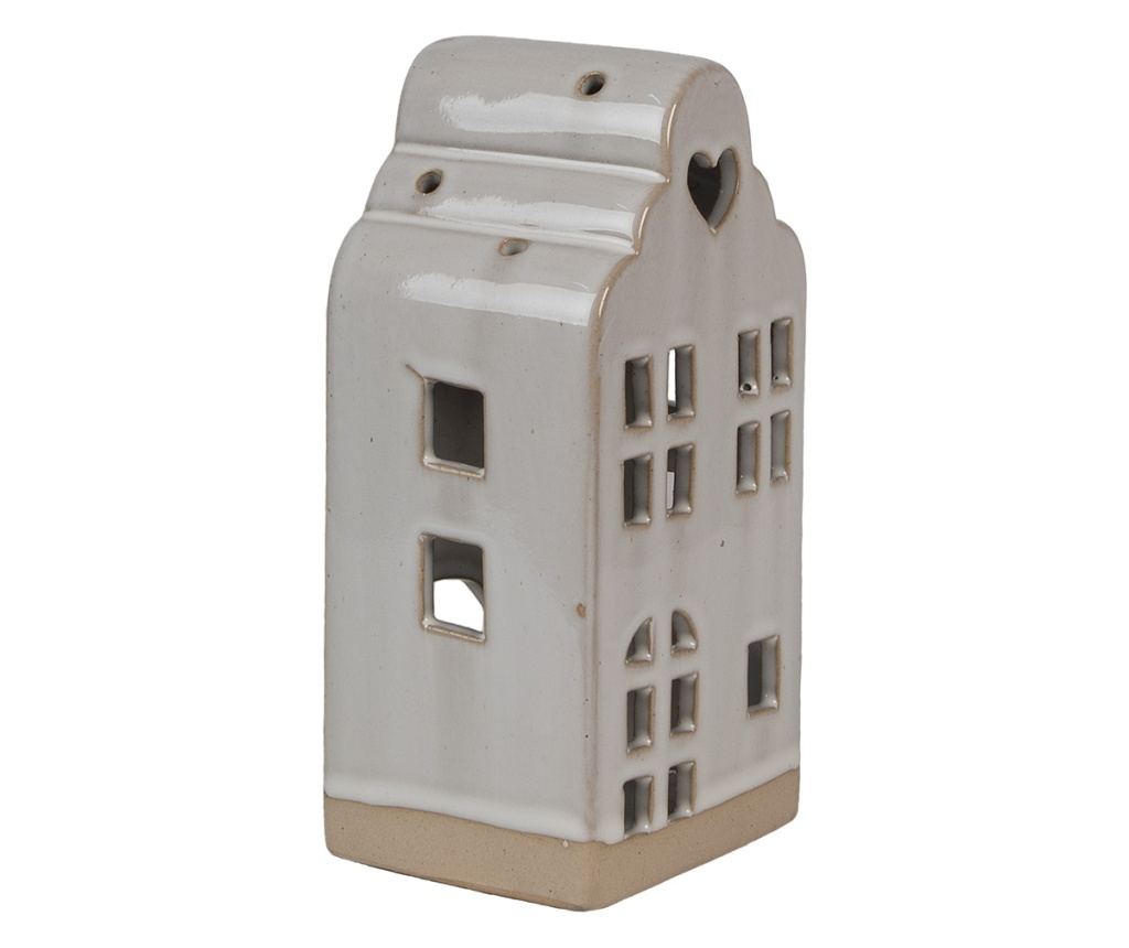 Suport lumanare Casuta ceramica bej 9x8x18 cm - 4