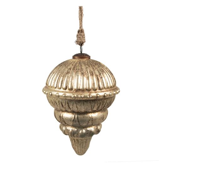 4 darabos arany színű üveg karácsonyfadísz szett, 15x22 cm