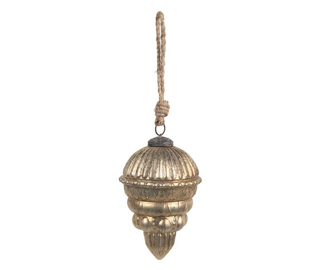 4 darabos, arany színű üveg karácsonyfadísz szett, 10x14 cm