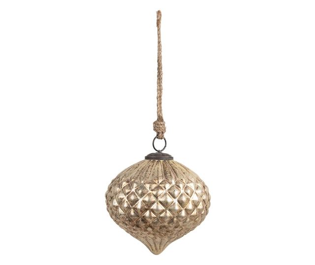 4 darabos, arany színű, üveg karácsonyfa dísz szett, 15x15 cm