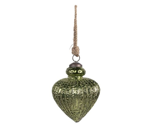 8 darabos karácsonyfa üvegdísz készlet, zöld, 7x10 cm