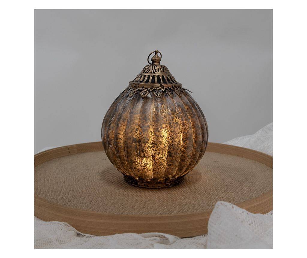 Barna fém és üveg LED gyertya 15x20 cm - 2