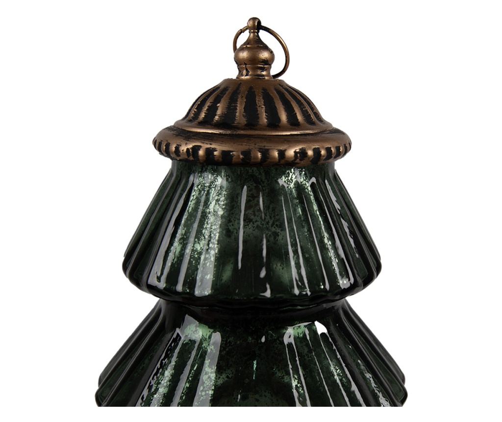 Brad Craciun sticla verde metal cupru cu led 16x22 cm - 3
