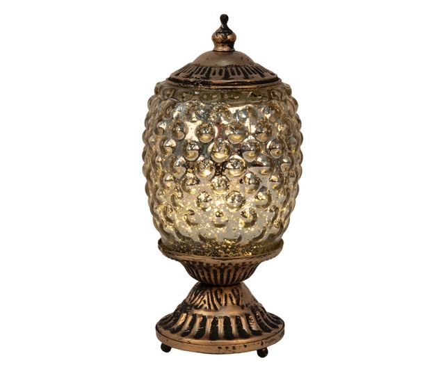 Barna fém és üveg LED gyertya 10x20 cm