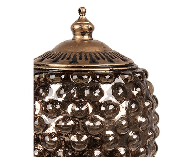 Barna fém és üveg LED gyertya 10x20 cm