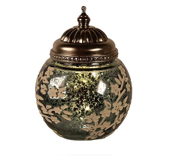 LED Gyertya Üveg Fém 11x15 cm