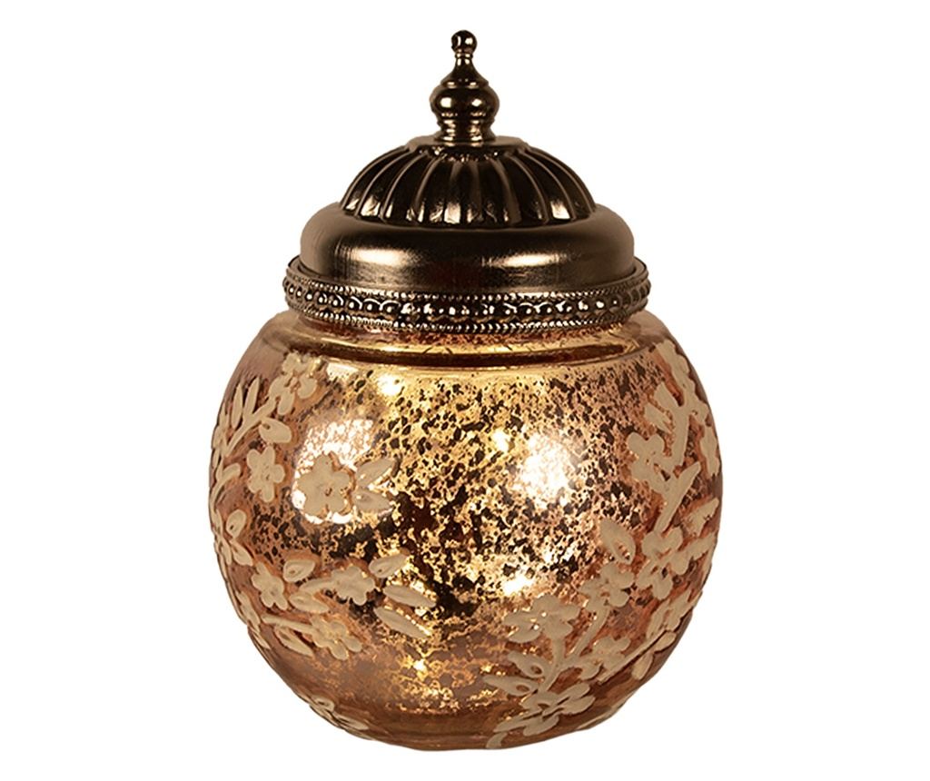 LED Gyertya, rózsaszín és fehér üveg, ezüst színű fém, 11x15 cm - 3